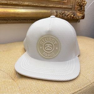 White Stussy Adjustable SnapBack Hat